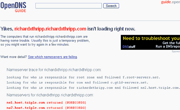 Thripp.com outage